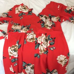 Floral Red Romper BRAND NEW